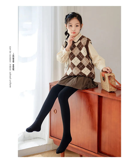 Winter Girls Tights Thicken Warm Pantyhose for Kids Skin/black Children Stocking Teenager Pantys Baby Ballet Underpants