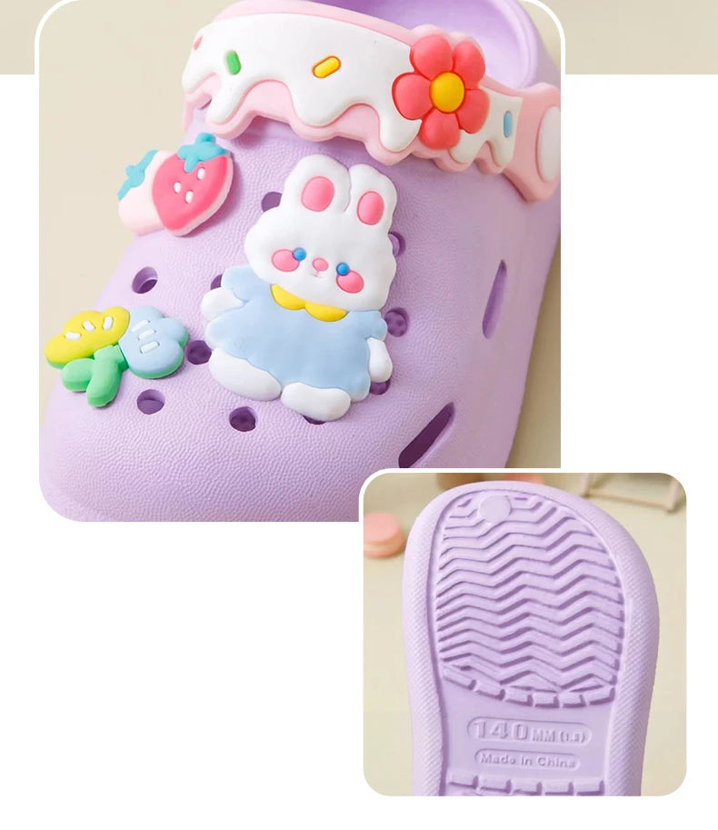 Girls Sandals Trendy Cute Cartoon Soft Sole Clogs For Baby Breathable Non-slip Clogs For Indoor Outdoor Beach Garden Shoes
