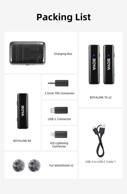 BOYA BOYALINK Wireless Lavalier Lapel Microphone for iPhone Android DSLR Camera Youtube Live Streaming Audio Recording Interview