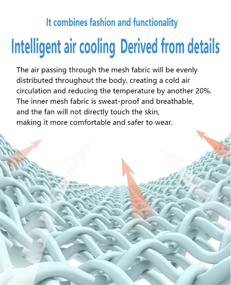Summer Cooling Fan Workwear, Unisex Short Sleeve, Outdoor Sun Protection & Cooling Vest with Built-in Fans