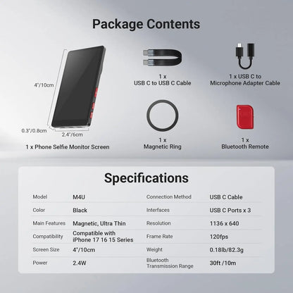 NEEWER 4" Phone Vlog Selfie Monitor Screen, Smartphone Back Camera Monitor with Remote for YouTube TikTok Video Streaming