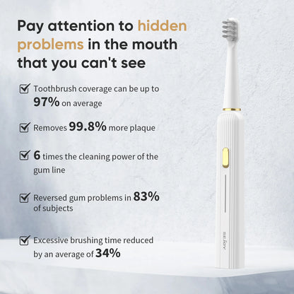 SEJOY Electric Toothbrush with 12 Brush Heads, Sonic Electric Tooth brush with 25500 VPM Deep Clean 5 Modes, Rechargeable