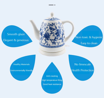 1.5L Electric Ceramic Kettle Water Boiler Water Heating Device Teapot Porcelain Kettle Automatic Power Off 220V Anti-dry burning
