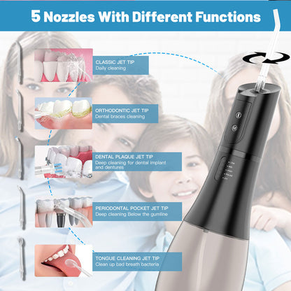 Mouth Washing MachineFloss,Oral Irrigator Portable Water Flosser Rechargeable 5 Modes 400ML Dental Water Jet for Cleaning Teeth