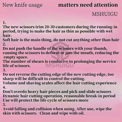 MSHUIGU professional barber Small size scissors 440C 5-5.5-6inch Multifunctional thinning shears Salon Tool Accessories