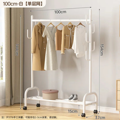 Aesthetic Golden Clothes Rack Metal Balcony Nordic Wheels Clothes Rack Floor Bedroom Burro Ropa Perchero Hallway Furniture