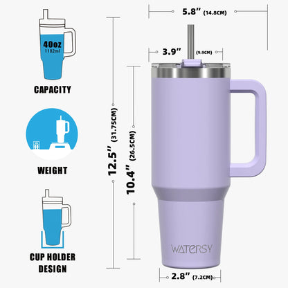 WATERSY Large Capacity 30/40oz Stainless Steel Tumbler with Handle And Straw Double Vacuum Insulated Thermal Coffee Mug