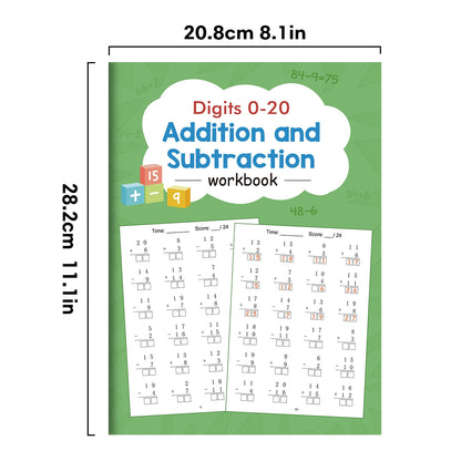 32 Pages Children's Math Enlightenment Workbook Addition and Subtraction Within 20 Mental Arithmetic Problems Activity Workbook