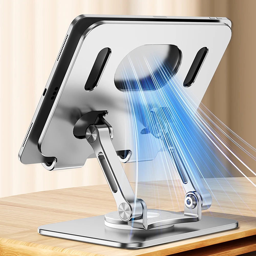Foldable Bracket Stand 360 Degree Rotating Hollowed Tablet Holder Anti Slip Tablet Holder Desk Height Adjustable for 4.7-12 Inch