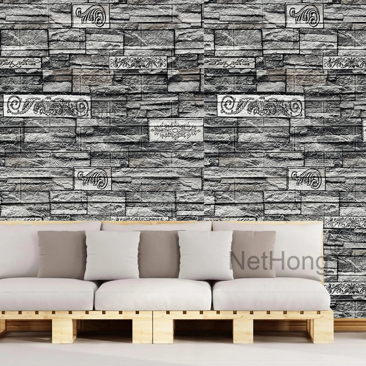 Waterproof Brick Stone Wallpaper Self Adhesive Vinyl Wall Decor Sticker 70*77cm