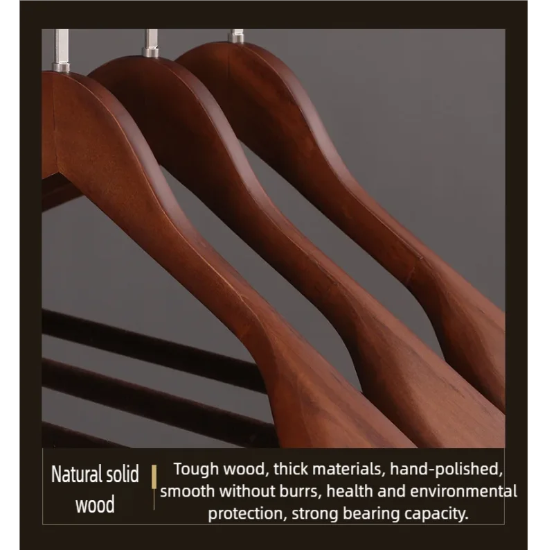 Luxuriöse Kleiderbügel aus Holz für Anzüge, Mäntel, Jacken, Oberbekleidung und Hemden mit breiten Schultern, 360° drehbaren Haken und rutschfester Stange