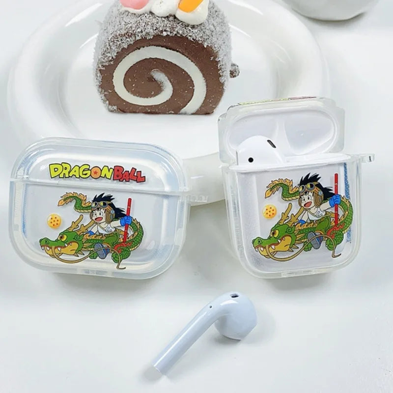 Dragon Ball Z Son Goku Anime Transparent Earphone Case for Airpods 4 1 2 3 Pro 2 Protective Shell with Pendant Headphone Cover