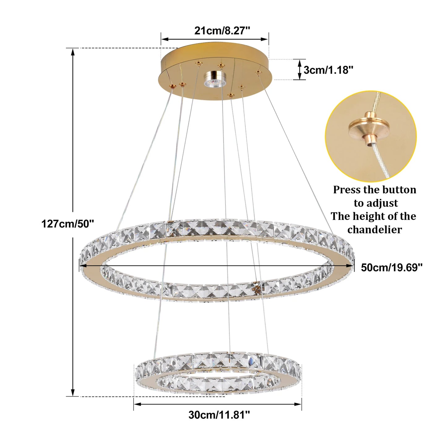 Crystal Pendant Light Living Room Remote Control Gold Chrome Lustre Ceiling Chandeilers Lamp for Bedroom Home Decoration Luminai