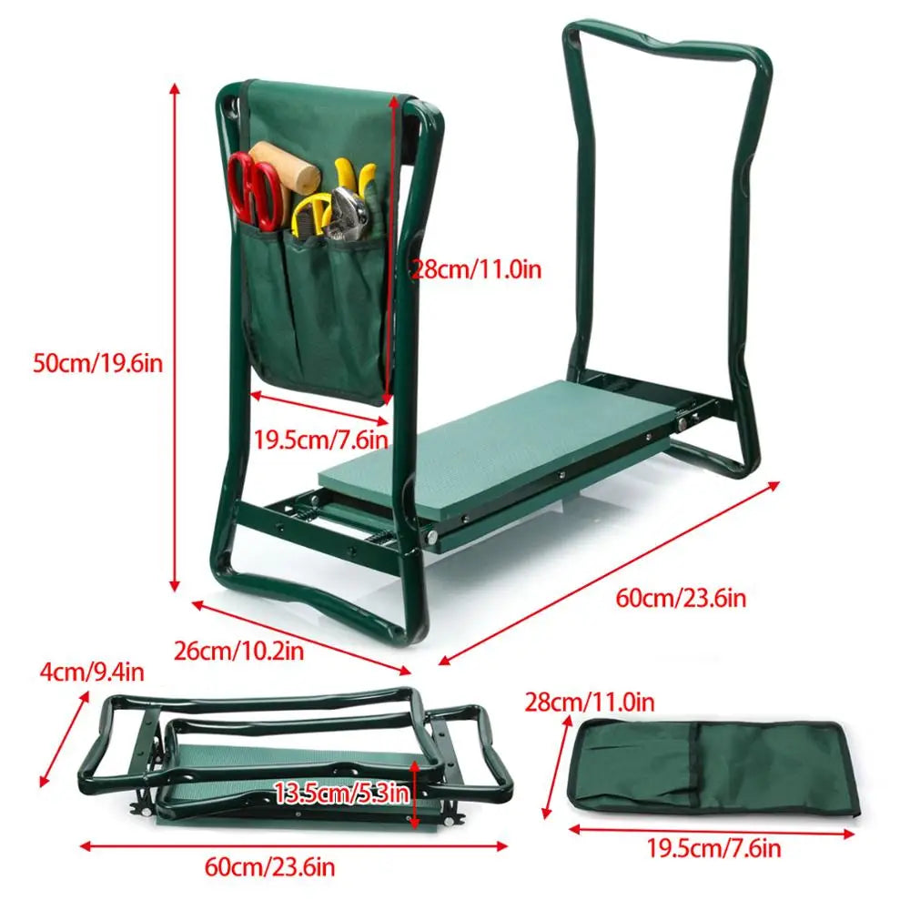 Heavy Duty Garden Kneeler Seat, Thickend Soft Eva Pad, Foldable Garden Stool Pouch, Steel Frame, Gardening Bench