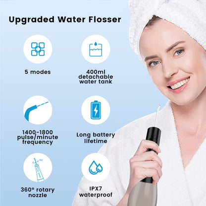 Mouth Washing MachineFloss,Oral Irrigator Portable Water Flosser Rechargeable 5 Modes 400ML Dental Water Jet for Cleaning Teeth