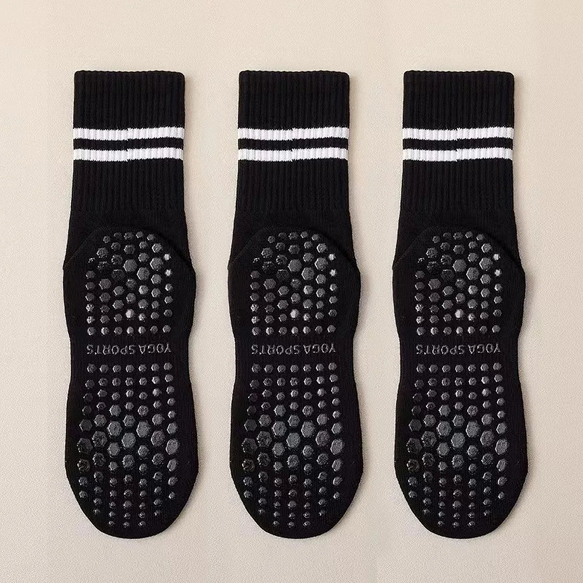 3 Pairs Long Yoga Socks with Grip for Women Anti Skid Gripper Socks No Slip Socks for Pilates, Barre, Dance,Yoga