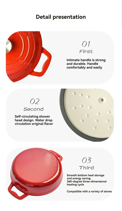 23cm Enameled Cast Iron Dutch Oven 2 Quart Heavy Soup Pot Casserole Dish For Bread Baking And Stew Kitchen Nonstick Braised Pot