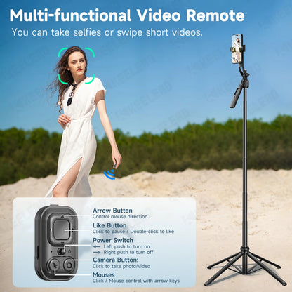 Tripod for Mobile Phone 360°Auto-Rotation Shooting C17 Quadrapod Selfie Stick Phone Stand AI Face Following, with Remote Control