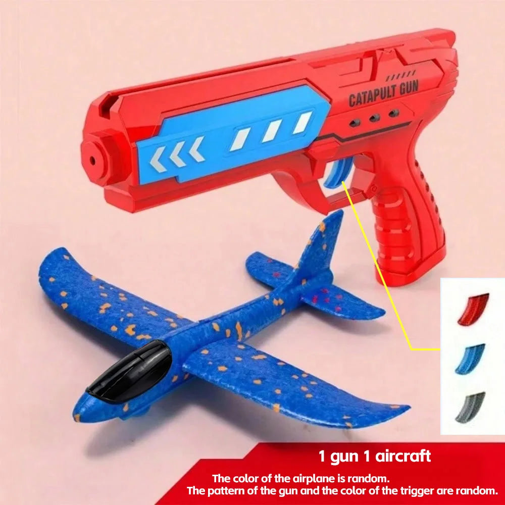 Kids Foam Catapult Plane Launcher - Outdoor Flying Glider Toy Set