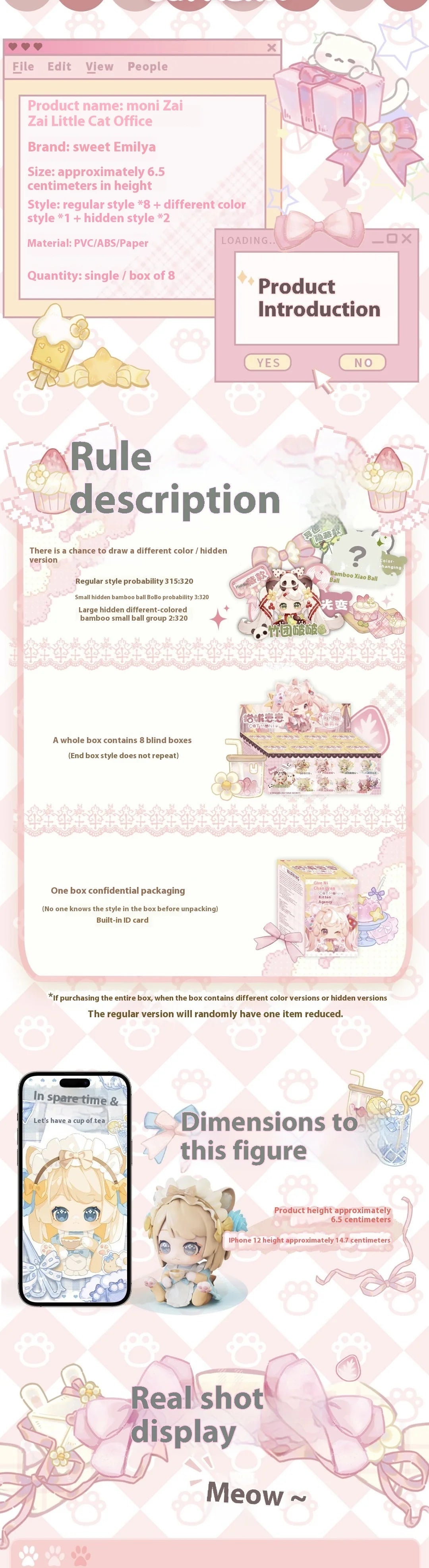 Heißes Original Moni Katzen-Kätzchen-Überraschungsbox-Tischdisplay – ein Überraschungsspielzeug für das Geburtstagsgeschenk für Mädchen – süß und kawaii