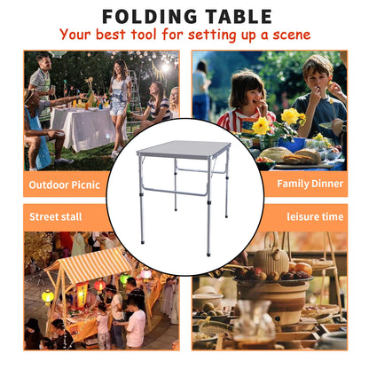 Folding Table Heavy Duty Table Camping Party Picnic Dining Garden,Portable Folding Camping Table, 2.5ft Adjustable Height Table