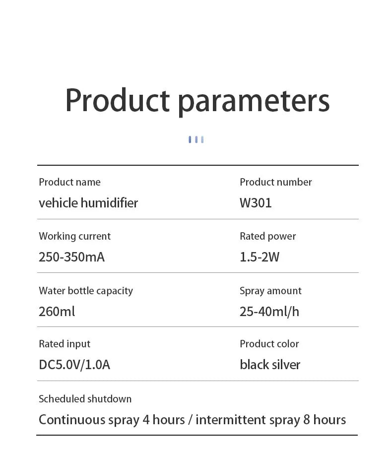 LED Light Aromatherapy Machine Humidifier Diffuser for Car Small Air Humidification Home and Bedroom Big Spray 260ml