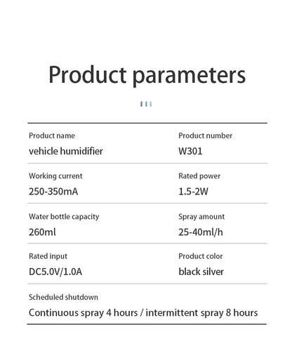 LED Light Aromatherapy Machine Humidifier Diffuser for Car Small Air Humidification Home and Bedroom Big Spray 260ml