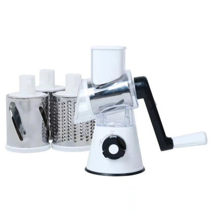 Vegetable Cutter & Slicer Manual Kitchen Cheese Chopper Machine With 3 Sharp Drums Multifunctional Garlic Potato Shredder