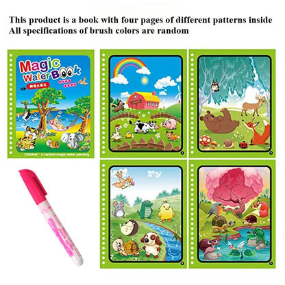 1P Reusable Water Drawing Book - Mess-Free Magic Painting Pad with Refillable Water Pen