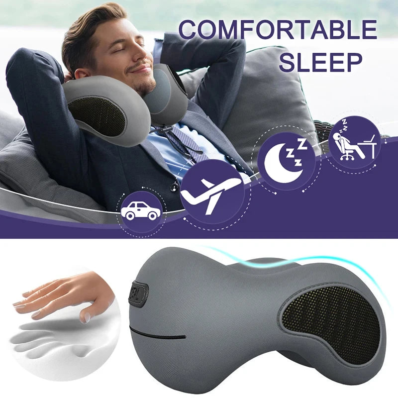 Multifunction U-Shaped Sponge Core Neck Pillow Slow Rebound Soft Travel Pillow For Sleeping Cervical Health Massage Nap Pillows