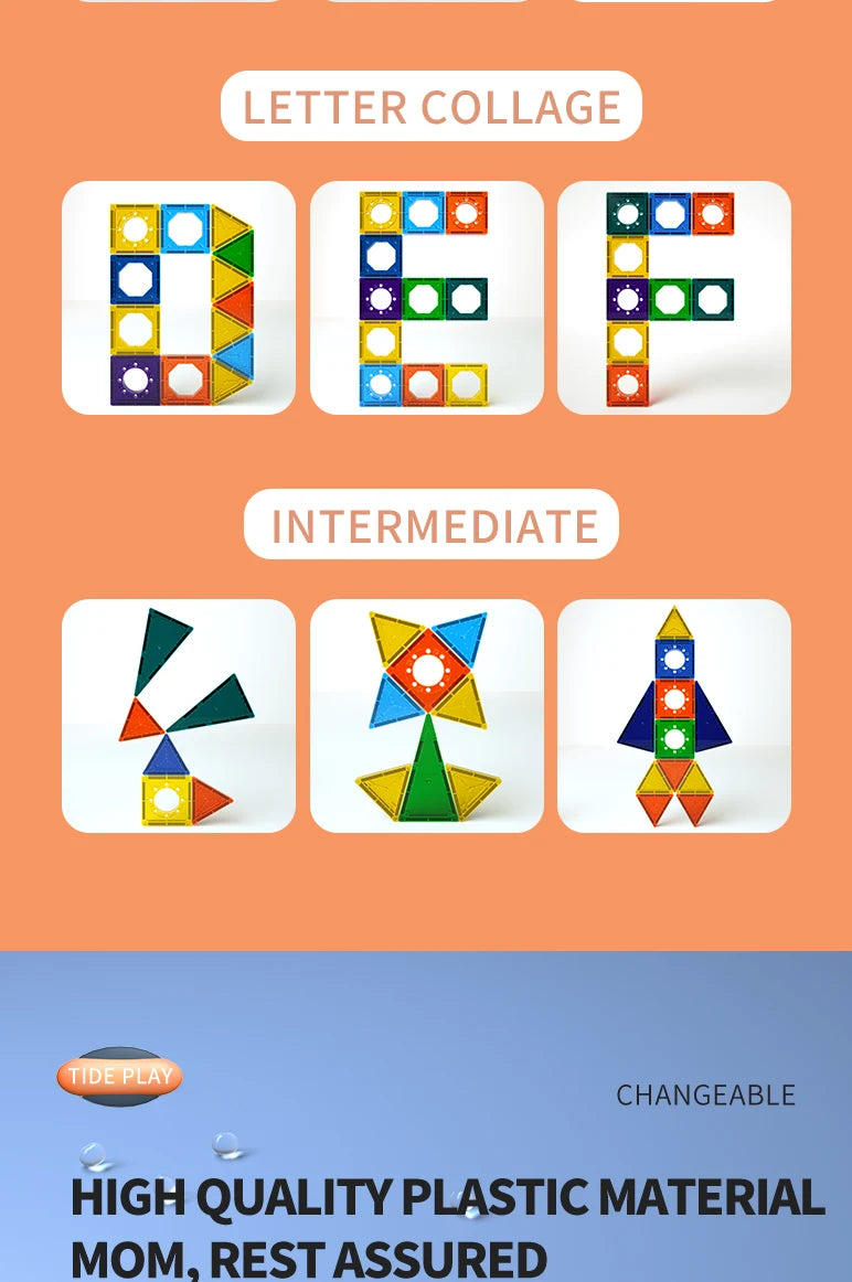 Magnetic Tile Marble Runway Toy Set STEM Educational Building Blocks for Boys and Girls Aged 3+, Great Birthday Gifts Christmas