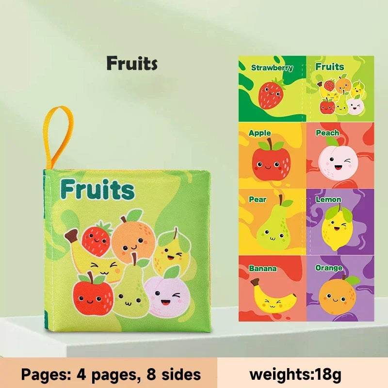 Children Early Educational Toys Rustle Sound Soft Cloth Book Fruits Animal Numbers Food Means of Transportation Cognition Toys