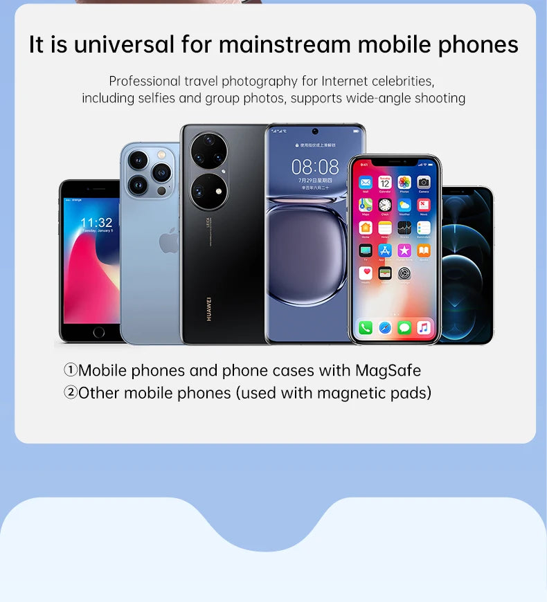 Magnetic Multi-functional Mobile phone Selfie mirror Mini Fill light dual-colour adjustable reversible fill light bracket