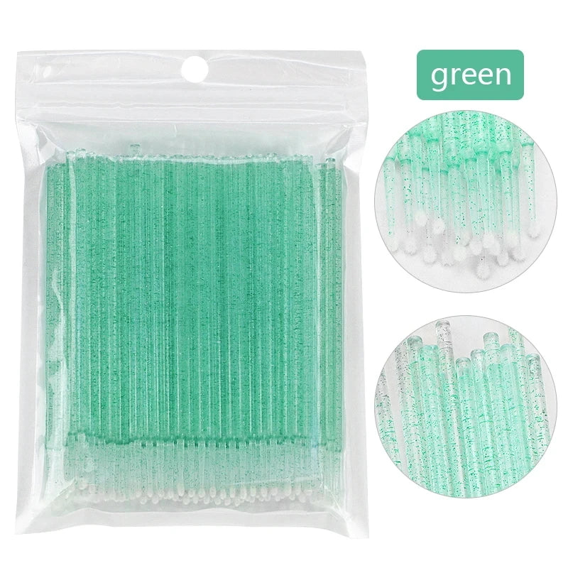 100Pcs Eyelash Cleaning Brush Lash Extension Micro Cotton Swab Individual Eyelashes Microbrush Beauty Makeup Clean Remover Tools