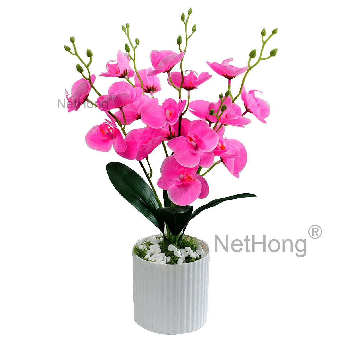 Artificial Flowers Potted 5-branched Phalaenopsis iron wire inside the branches