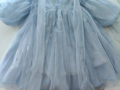 Girl's Elsa Frozen Princess Dress Long Sleeve Gown Elegant Costume for Baby Girl Birthday Party One-piece Dresses 3-9 Years Old