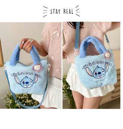 Stitch Women's Plush Shoulder Bags Large Capacity Ctue Crossbody Bag For Pretty Girl Makeup Bag