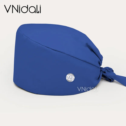 Solid color scrub cap with button pet grooming working Caps  surgical cap Lab work hat  womens Scrub hats nurse accessories