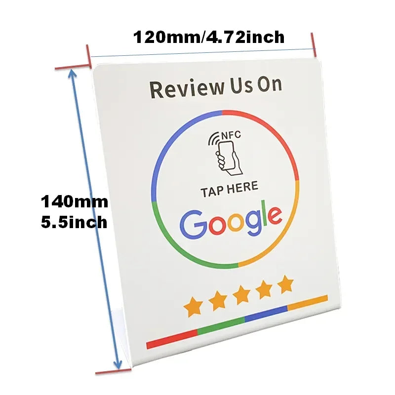 Programmable 13.56Mhz Google Standing Review Card NFC Station Table with Bending Stand for Google Review Display