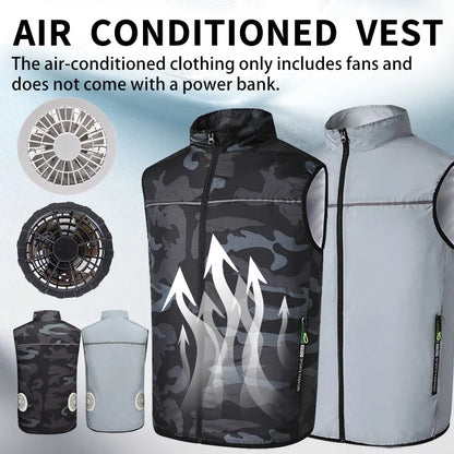 Summer Cooling Fan-Equipped Air-Conditioned Vest—Ideal for High-Temperature Work Environments; Breathable Outdoor Cooling Vest