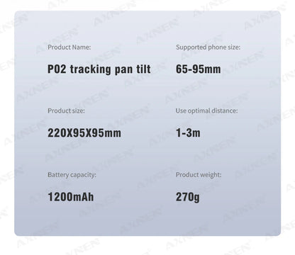 P02 360 Rotation Gimbal Stabilizer, Follow-up Selfie Desktop Face Tracking Gimbal for Tiktok Smartphone Live,with Remote Shutter