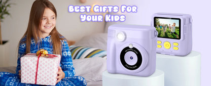 Gofunly Children's Instant Print Camera Thermal Printing Digital Camera 2.4" 1080P Camera Toy For 6-12 Years