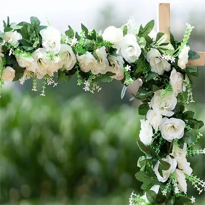 2.2M Artificial Rose Vine with 10 Blooms White pink  Faux Floral  Hanging Decor for Wedding Indoor Durable Plastic Plant