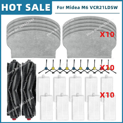 Compatible For Midea M6 VCR21LDSW / Eureka NER600 Replacement Parts Accessories Main Side Brush Filter Mop Cloth