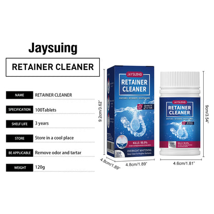 100 Tabs Denture Cleaning Tablet False Tooth Retainer Cleaner Tablets Whitening Remove Odor Discoloration Stain Plaque Oral Care