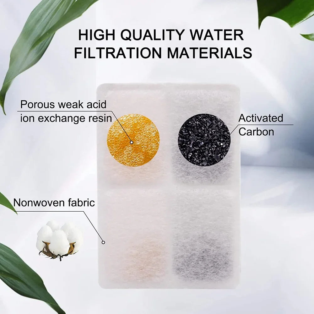 Cat Water Fountain Filter Pet Fountain Replacement Filters with Coconut Activated Carbon Suitable for 2L Water Dispenser