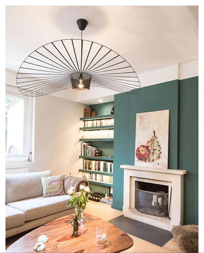 Italian Cross-border Nordic Straw Hat Lamp Fabric Restaurant Art Living Bedroom Designer Internet Celebrity Modern Simple Lamps