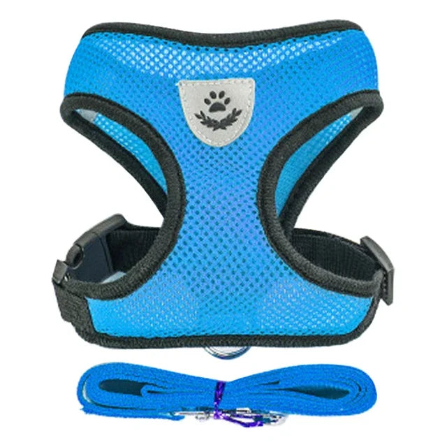 Premium Adjustable Cat & Dog Harness Vest with Leash - Breathable Mesh Pet Walking Collar for Small to Medium Pets