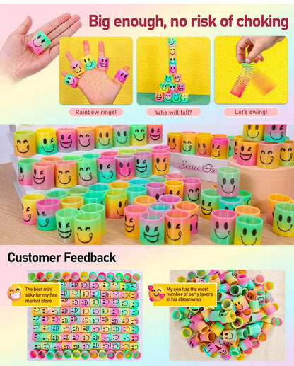 12/24 Rainbow Magic Springs Circle Toys Kids Birthday Party Favors Guests Giveaway Small Gifts Pinata Fillers Flexible Funny Toy
