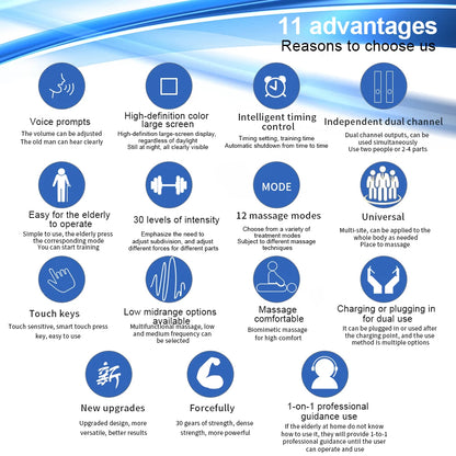 12 Modes Low Frequency Therapy Device TENS Machine EMS Muscle Stimulator Electronic Pulse Massager Myostimulation Apparatus